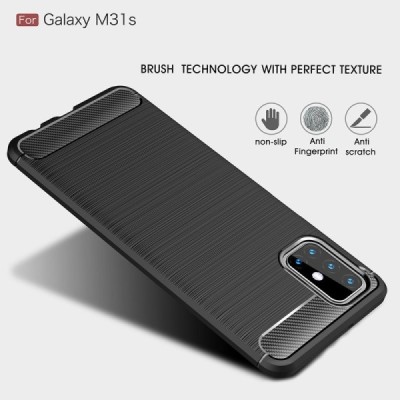 Samsung Galaxy M31s (M317F) „Carbon“ cieta silikona (TPU) melns apvalks | vacins.lv