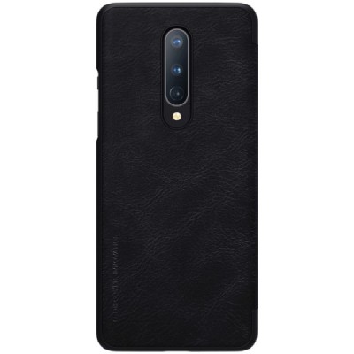 Greznais „Nillkin“ Qin sērijas ādas atvērams melns OnePlus 8 maciņš (maks) | Vacins.lv
