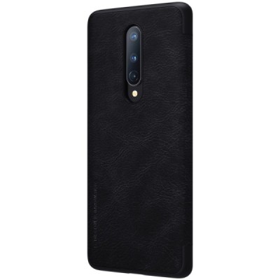 Greznais „Nillkin“ Qin sērijas ādas atvērams melns OnePlus 8 maciņš (maks) | Vacins.lv