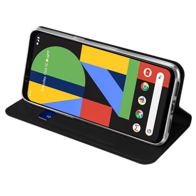 Google Pixel 4 „Dux Ducis“ Skin sērijas melns ādas atvērams maciņš | Vacins.lv