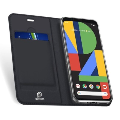 Google Pixel 4 „Dux Ducis“ Skin sērijas melns ādas atvērams maciņš | Vacins.lv
