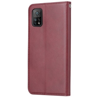 Роскошный кожаный чехол-книжка ''Comma" Xiaomi Mi 10T (Mi 10T Pro) бордовый | Vacins.lv