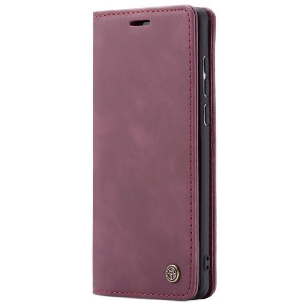 „CaseMe“ Retro solīds atvēramais ādas maciņš - bordo (Galaxy A71)