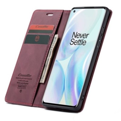 OnePlus 8 CaseMe Retro открываемый, бордогово цвета, кожаный чехол – книжка | Vacins.lv