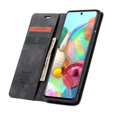 Samsung Galaxy A71 (A715) CaseMe Retro открываемый, чёрного цвета, кожаный чехол – книжка | Vacins.lv