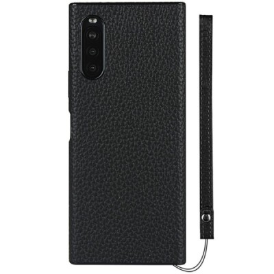 „Litchi“ Skin (TPU) Sony Xperia 10 II чёрный кожаный чехол | Vacins.lv
