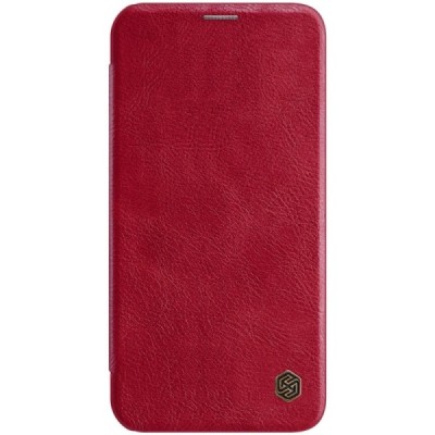 Роскошный красный кожаный чехол Nillkin Qin Series для „Nillkin“ Qin Apple iPhone 12 Pro Max | Vacins.lv