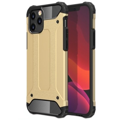 Apple iPhone 12 (12 Pro) усиленный защитный золотой твердый силиконовый чехол (TPU) | Vacins.lv