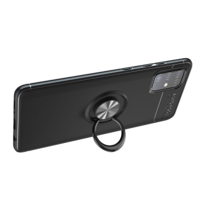 Samsung Galaxy A51 (A515) „FOCUS“ Kickstand cieta silikona (TPU) melns apvalks | vacins.lv