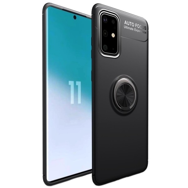 „FOCUS“ Kickstand твердый силиконовый (TPU) чехол - чёрный (Galaxy A41)