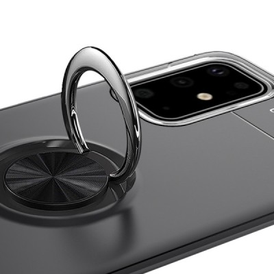 Samsung Galaxy A41 (A415) „FOCUS“ Kickstand твердый силиконовый (TPU) чехол - чёрный | Vacins.lv
