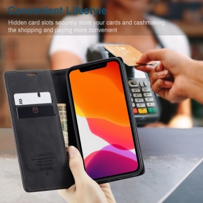 Apple iPhone 12 (12 Pro) CaseMe Retro открываемый, чёрного цвета, кожаный чехол – книжка | Vacins.lv