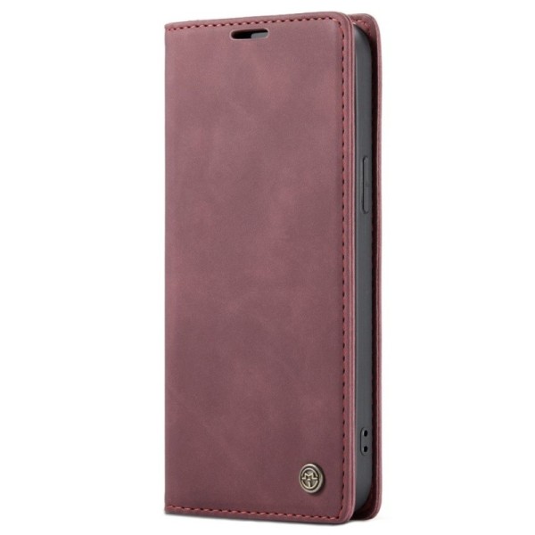 „CaseMe“ Retro solīds atvēramais ādas maciņš - bordo (iPhone 12 / 12 Pro)