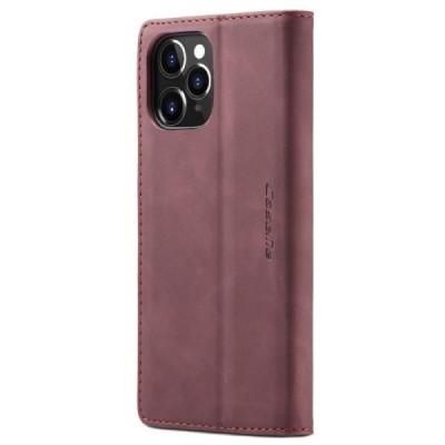 Apple iPhone 12 (12 Pro) CaseMe Retro solīds atvēramais ādas bordo maciņš - maks | Vacins.lv