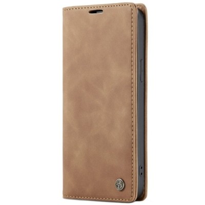 Apple iPhone 12 (12 Pro) CaseMe Retro открываемый, светло-коричневого цвета, кожаный чехол – книжка | Vacins.lv