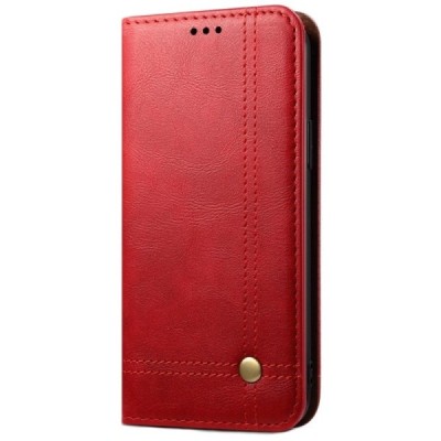 Deluxe Apple iPhone 12 (12 Pro) красный кожаный чехол-книжка | Vacins.lv