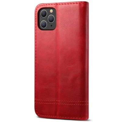 Deluxe Apple iPhone 12 (12 Pro) красный кожаный чехол-книжка | Vacins.lv