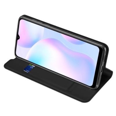 Xiaomi Redmi 9A „Dux Ducis“ Skin sērijas melns ādas atvērams maciņš | Vacins.lv