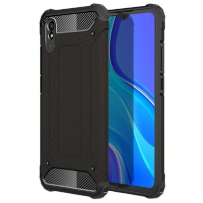 Xiaomi Redmi 9A усиленный защитный чёрный твердый силиконовый чехол (TPU) | Vacins.lv