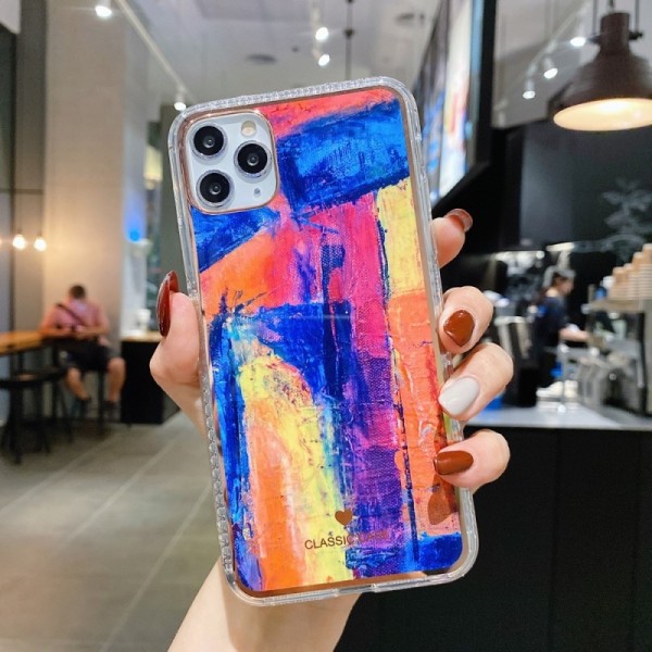Твердый силиконовый чехол (TPU) „Painting“ - разноцветный (iPhone 12 / 12 Pro)
