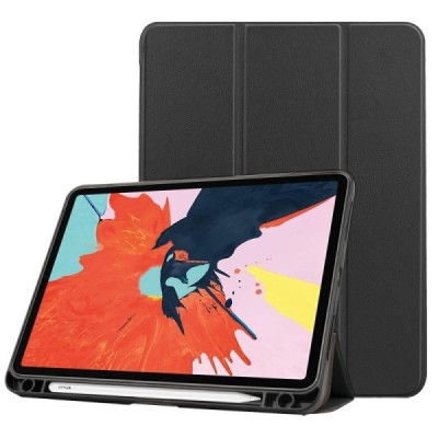 Apple iPad Air 4 10.9" (2020) atvēramais melns maciņš - maks ar vietu, kur ielikt stylus | Vacins.lv