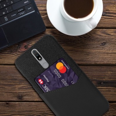 Nokia 2.4 „KSQ“ Shell melns ādas apvalks ar iebūvētu karšu turētāju | Vacins.lv