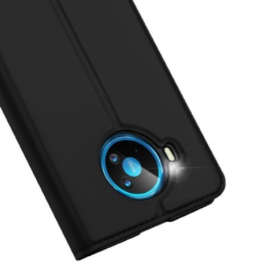 Nokia 8.3 „Dux Ducis“ Skin sērijas melns ādas atvērams maciņš | Vacins.lv