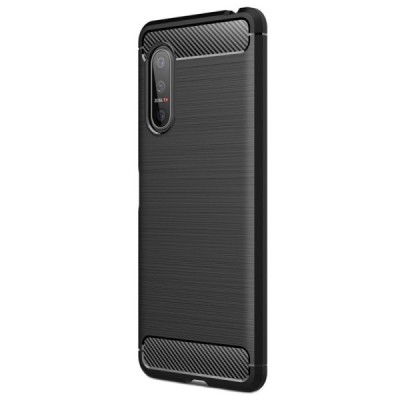 Sony Xperia 5 II „Carbon“ cieta silikona (TPU) melns vāciņš | Vacins.lv