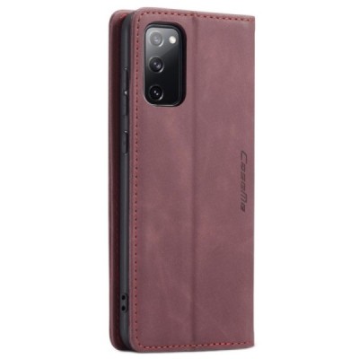 Samsung Galaxy S20 FE (Fan Edition) CaseMe Retro открываемый, бордового цвета, кожаный чехол – книжка | Vacins.lv