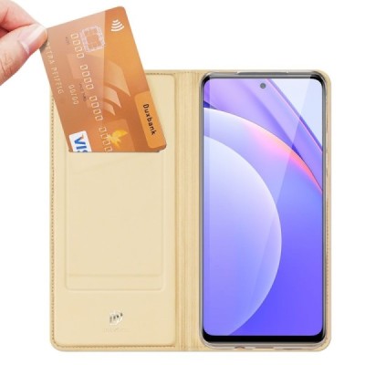 „Dux Ducis“ Skin серии Xiaomi Mi 10T Lite 5G золотой кожаный чехол-книжка | Vacins.lv