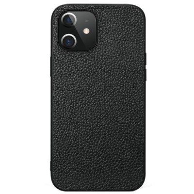 Apple iPhone 12 Mini „Deluxe Leather“ melns ādas apvalks | Vacins.lv