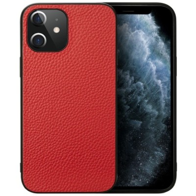 Apple iPhone 12 Mini „Deluxe Leather“ sarkans ādas apvalks | Vacins.lv