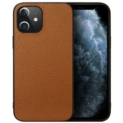 Apple iPhone 12 Mini „Deluxe Leather“ brūns ādas apvalks | Vacins.lv