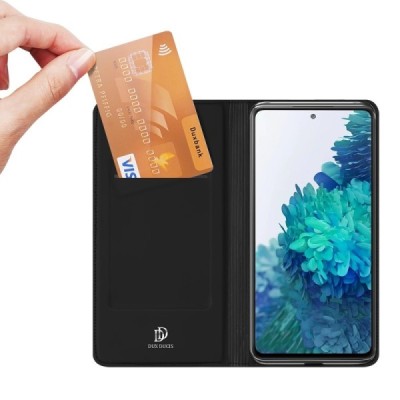 Samsung Galaxy S20 FE (Fan Edition) „Dux Ducis“ Skin sērijas melns ādas atvērams maciņš | Vacins.lv