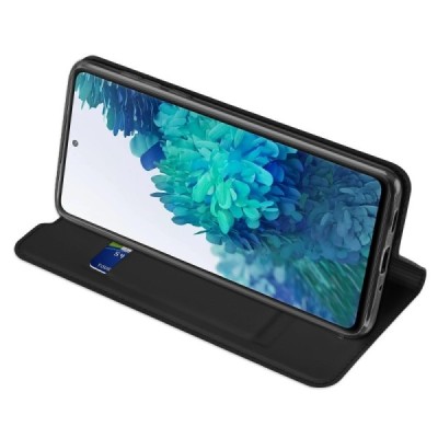 Samsung Galaxy S20 FE (Fan Edition) „Dux Ducis“ Skin sērijas melns ādas atvērams maciņš | Vacins.lv
