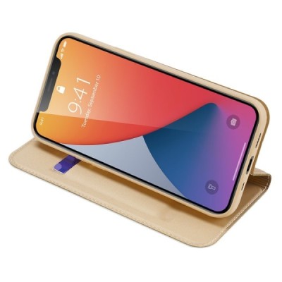 „Dux Ducis“ Skin серии Apple iPhone 12 Mini золотой кожаный чехол-книжка | Vacins.lv