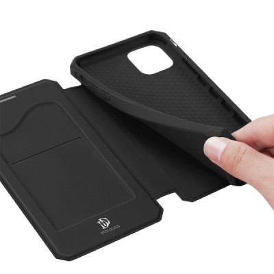 Apple iPhone 12 Mini Dux Ducis Skin X sērijas melns ādas atvērams maciņš | Vacins.lv