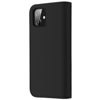 Apple iPhone 12 Mini „Dux Ducis“ Wish sērijas melns ādas atvērams maciņš | Vacins.lv