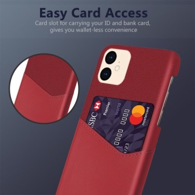 „KSQ“ Shell Apple iPhone 12 Mini красный кожаный чехол - задняя часть с карманом для карточек | Vacins.lv