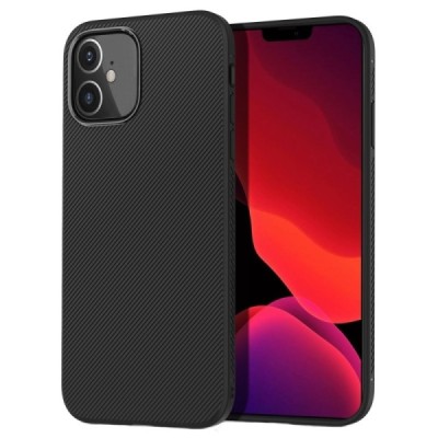 Apple iPhone 12 Mini Lenuo cieta silikona (TPU) melns apvalks | vacins.lv