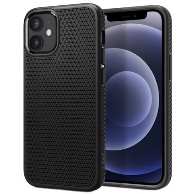 „Spigen“ Liquid Air Apple iPhone 12 Mini чёрный твердый силиконовый чехол | Vacins.lv