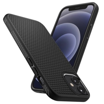 „Spigen“ Liquid Air Apple iPhone 12 Mini чёрный твердый силиконовый чехол | Vacins.lv