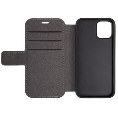 Apple iPhone 12 Mini Guess открываемый чёрный кожаный чехол - книжка | Vacins.lv