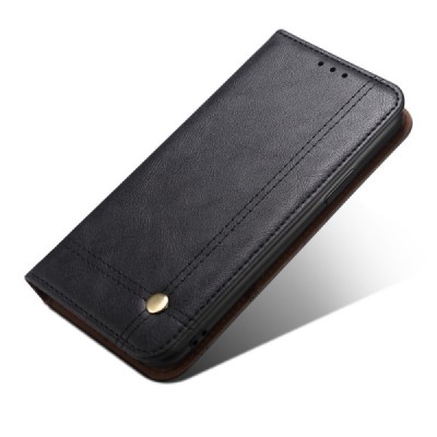 Deluxe Apple iPhone 12 Pro Max чёрный кожаный чехол-книжка | Vacins.lv