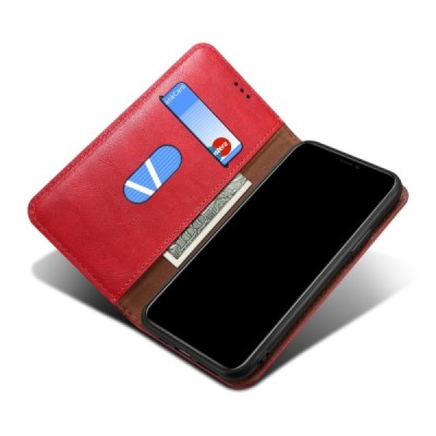 Deluxe Apple iPhone 12 Pro Max красный кожаный чехол-книжка | Vacins.lv