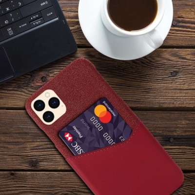 „KSQ“ Shell Apple iPhone 12 Pro Max красный кожаный чехол - задняя часть с карманом для карточек | Vacins.lv
