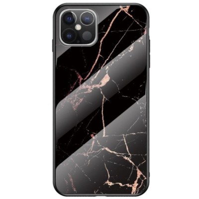 Apple iPhone 12 Pro Max „Marble“ твердый силиконовый чехол TPU чёрного / золотого цвета | Vacins.lv