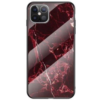 Apple iPhone 12 Pro Max „Marble“  твердый силиконовый чехол TPU чёрного / красного цвета | Vacins.lv