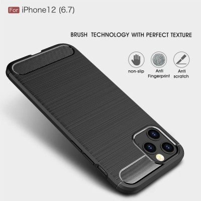 Apple iPhone 12 Pro Max „Carbon“ твердый силиконовый чехол (TPU) - черный | Vacins.lv