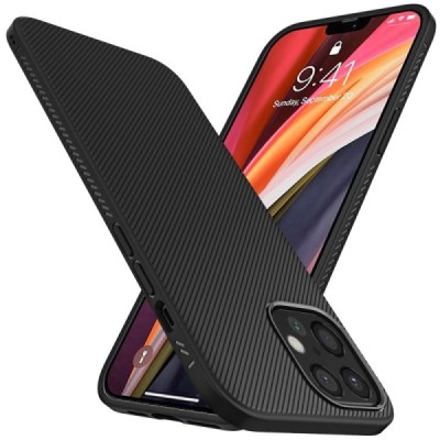 Apple iPhone 12 Pro Max Lenuo cieta silikona (TPU) melns apvalks | vacins.lv